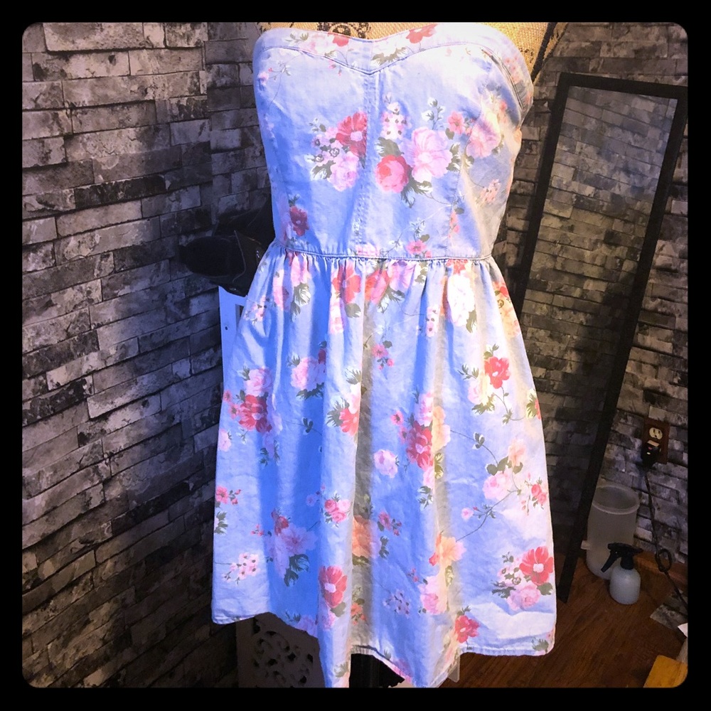Floral bustier dress forever 21 large blue Lolita